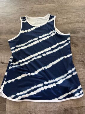 Talbots Navy and White Tie-Dye Tank Top SP